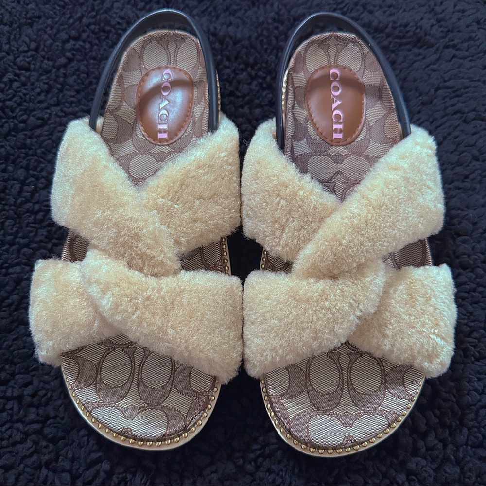 COACH Women’s Tally Shearling Sandal